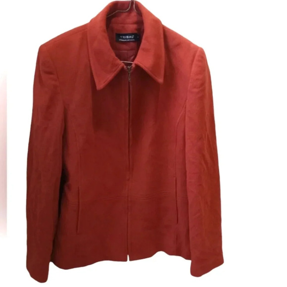 Tribal Wool Blend Burnt Orange Zip Up Shacket Size 4/Medium Wool/Cashmere Blend - Picture 1 of 8